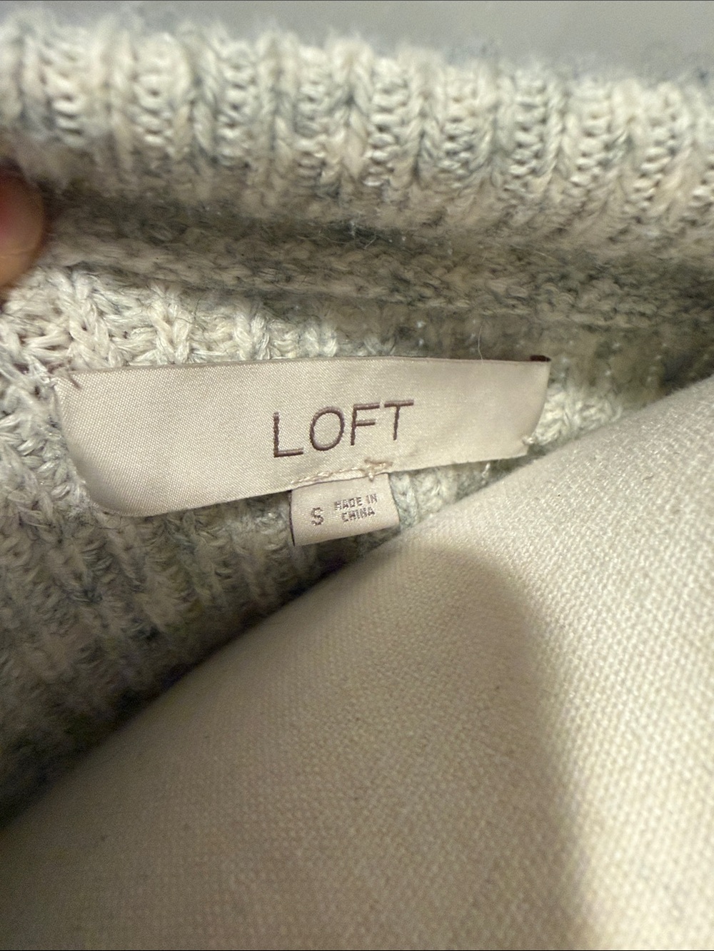 LOFT Light Gray Cable-Knit Half-Zip Sweater - Picture 5 of 7